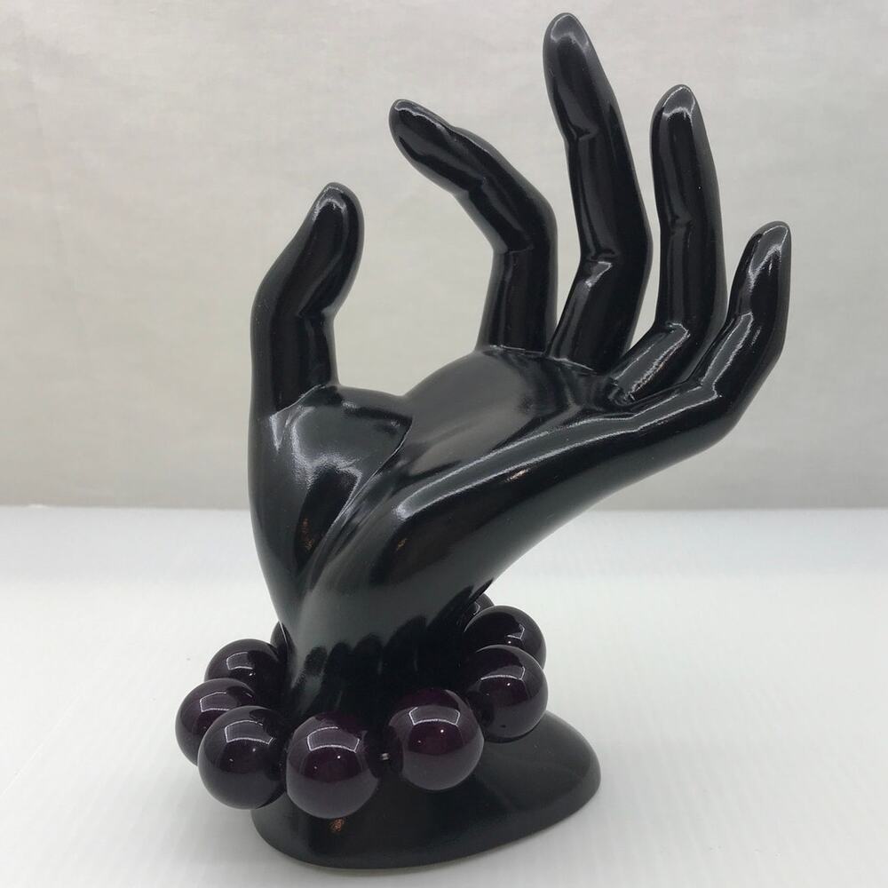 Vintage 90s Whimsigoth Boho Retro Deep Purple Chunky Beaded Stretch Bracelet